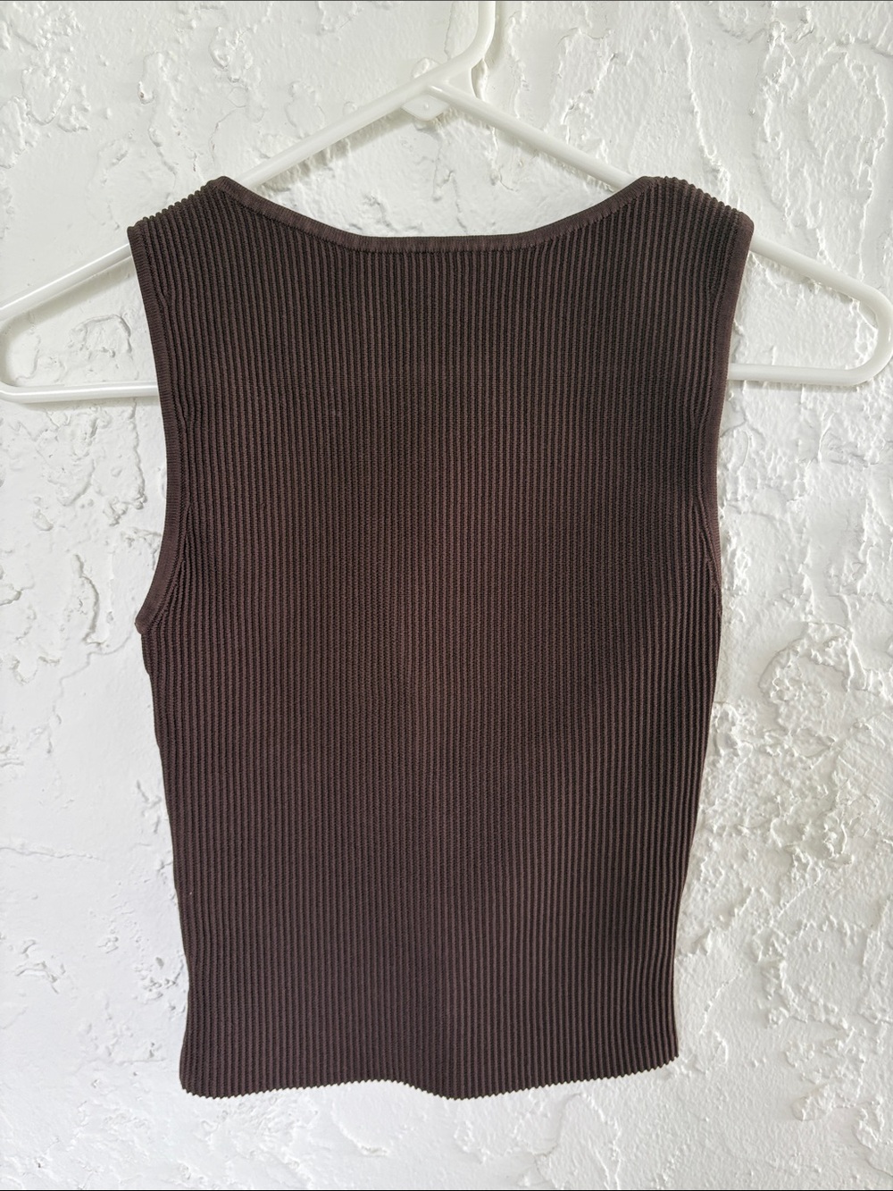 Sleeveless Ribbed Tank Top in Dark Brown